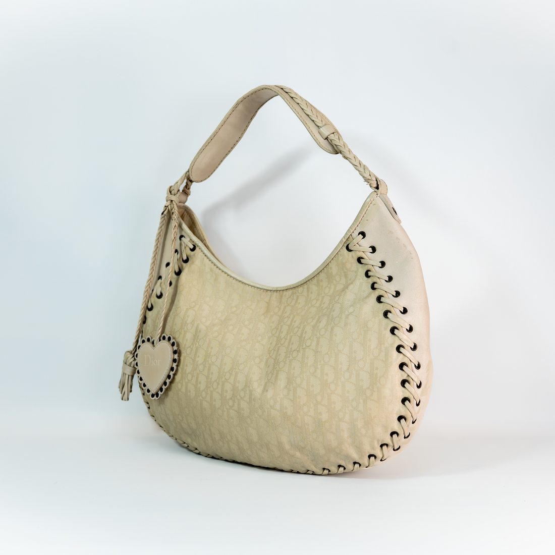 Early 2000s Oblique Heart Charm Hobo — John Galliano Era