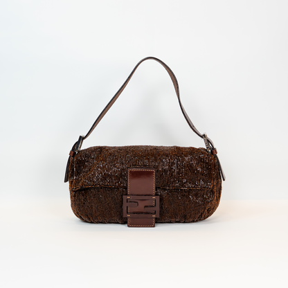 Fendi Brown Beaded Baguette