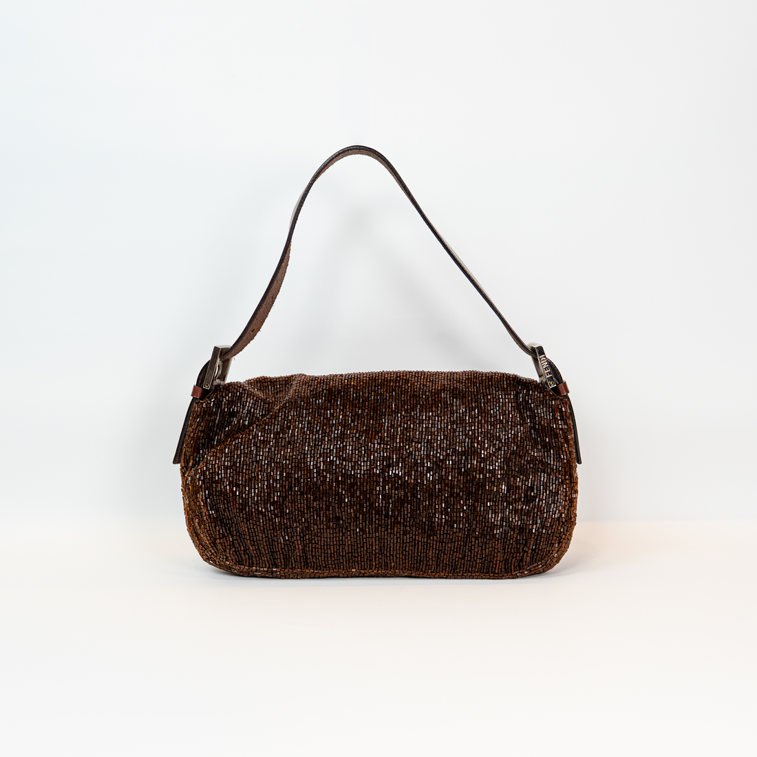 Fendi Brown Beaded Baguette