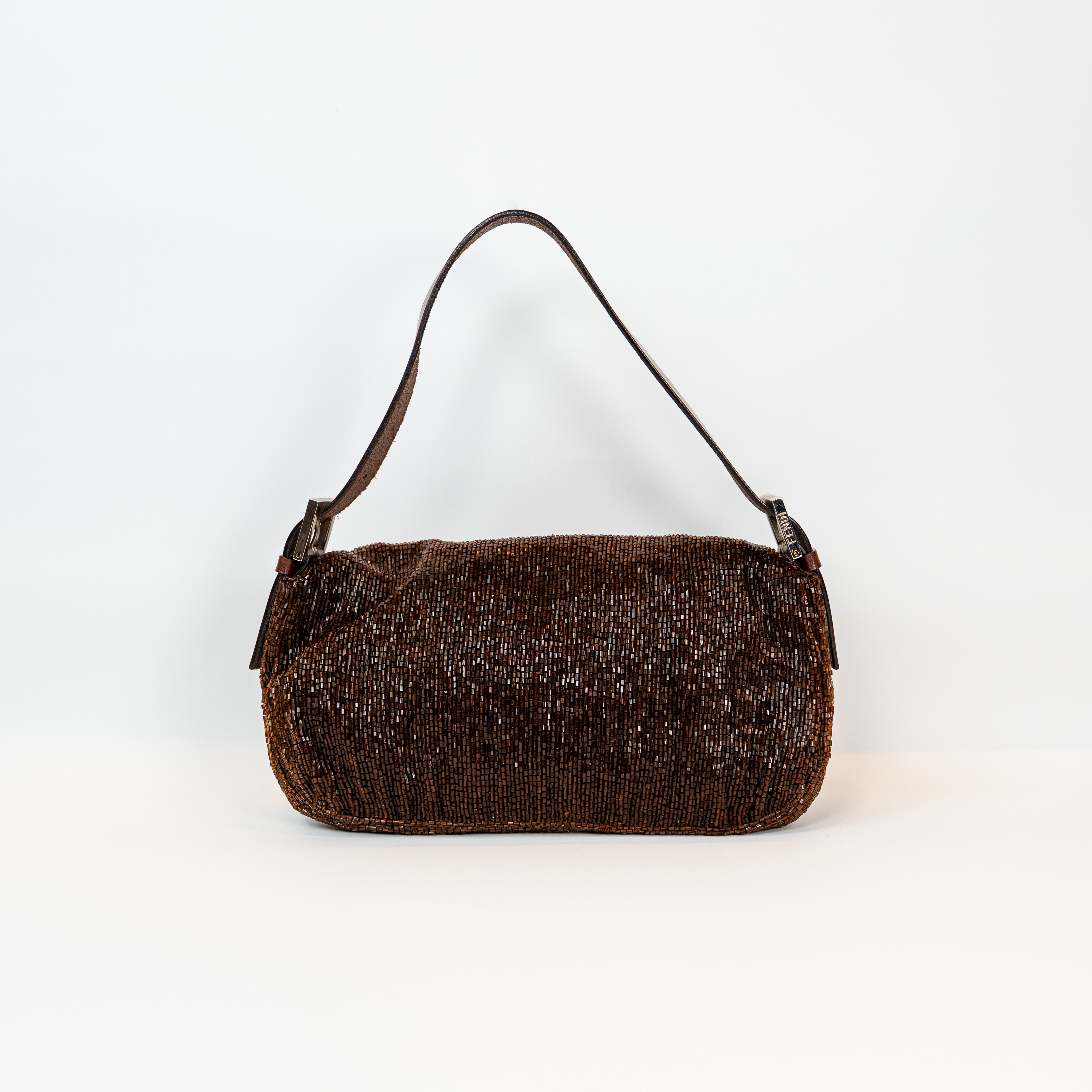 Fendi Brown Beaded Baguette