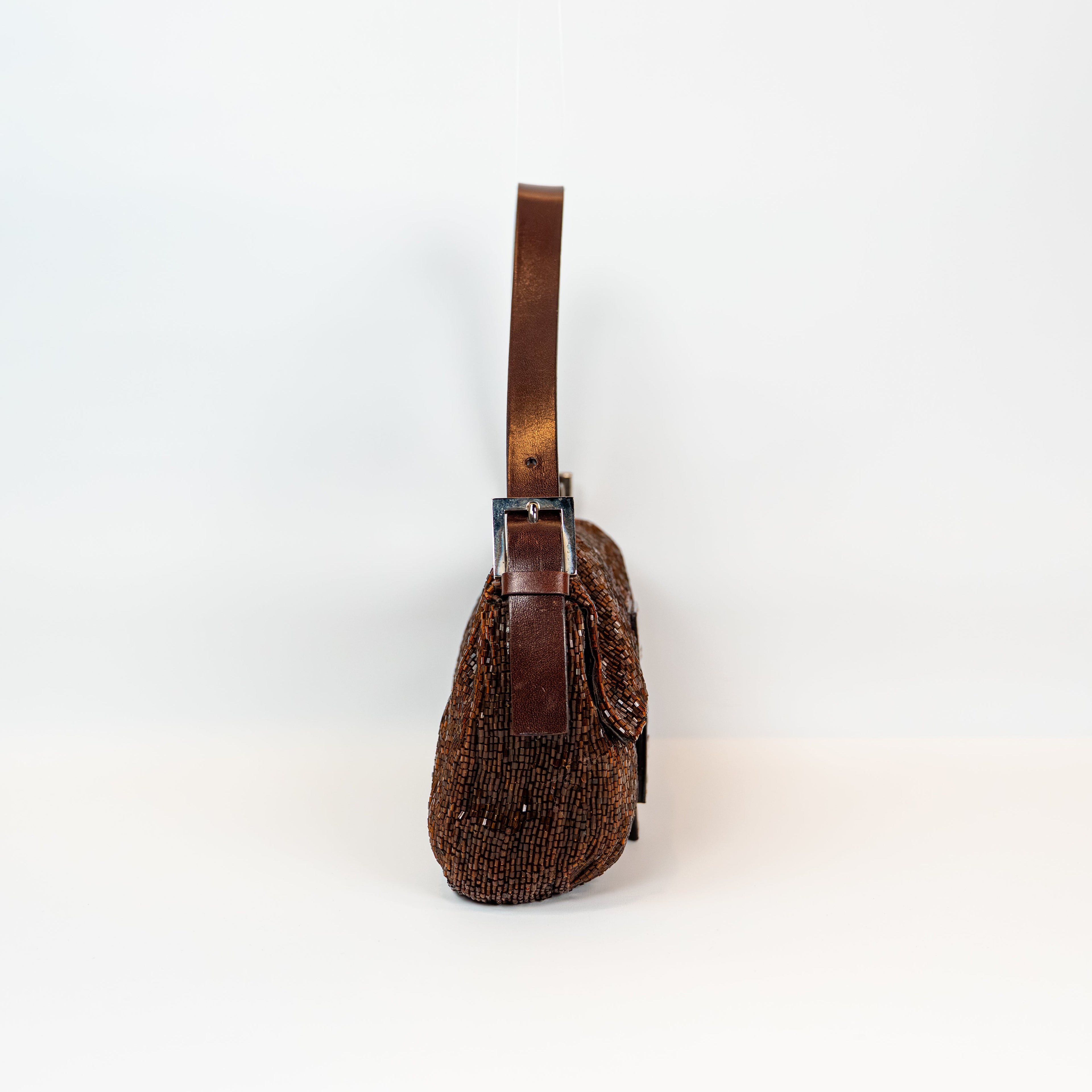 Fendi Brown Beaded Baguette