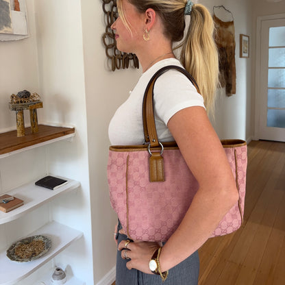 Gucci GG Monogram Canvas Tote, Light Pink, Early 2000s