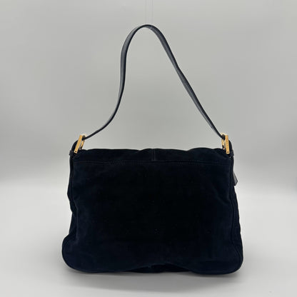 Fendi Mamma Baguette in Black Suede — Ruby Red FF Buckle, Early 2000s