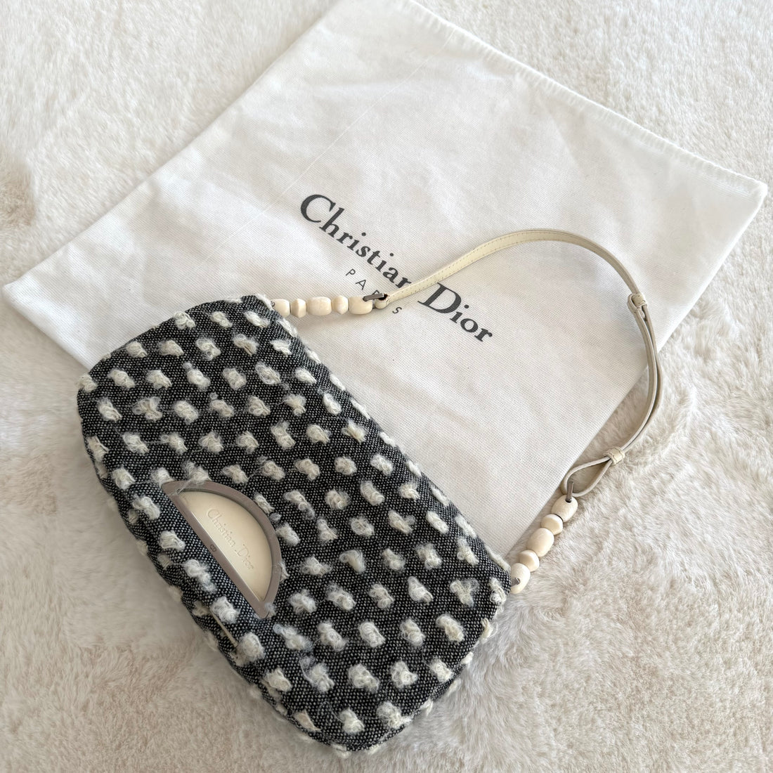 Christian Dior Malice Pearl in Black and Ivory Bouclé, Galliano Era