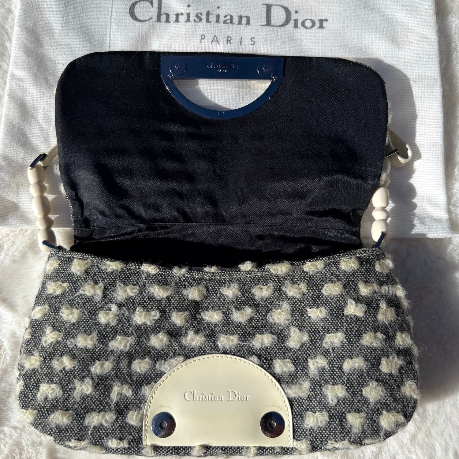 Christian Dior Malice Pearl in Black and Ivory Bouclé, Galliano Era