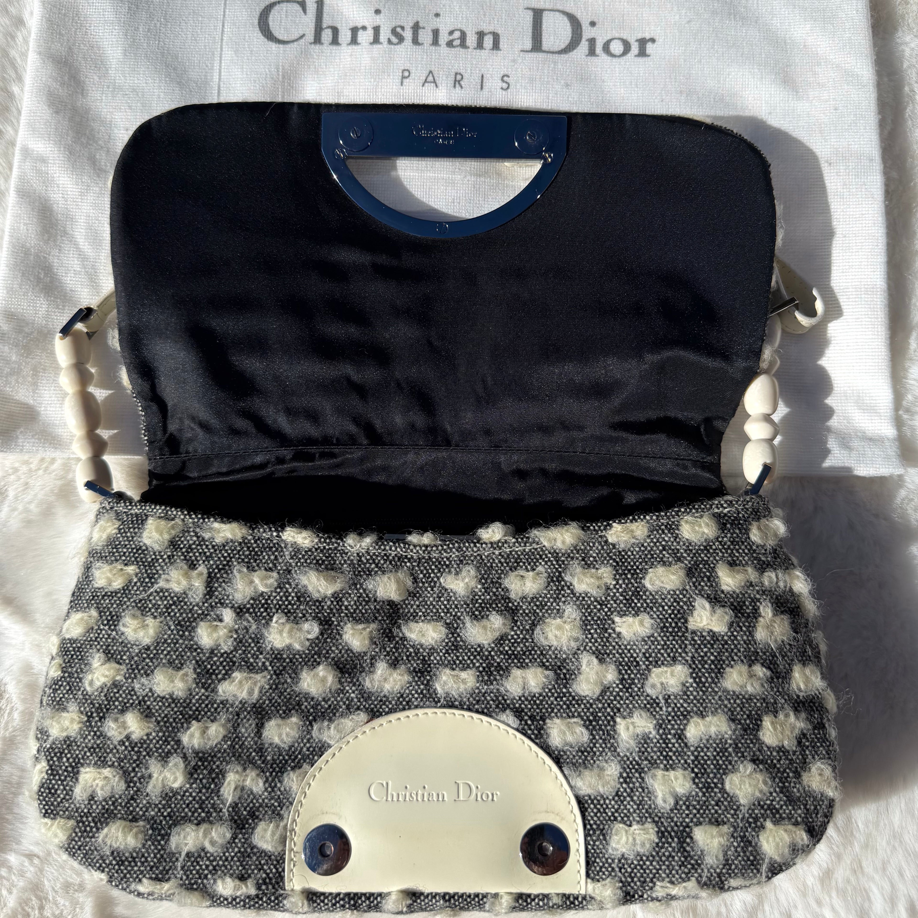 Christian Dior Malice Pearl in Black and Ivory Bouclé, Galliano Era