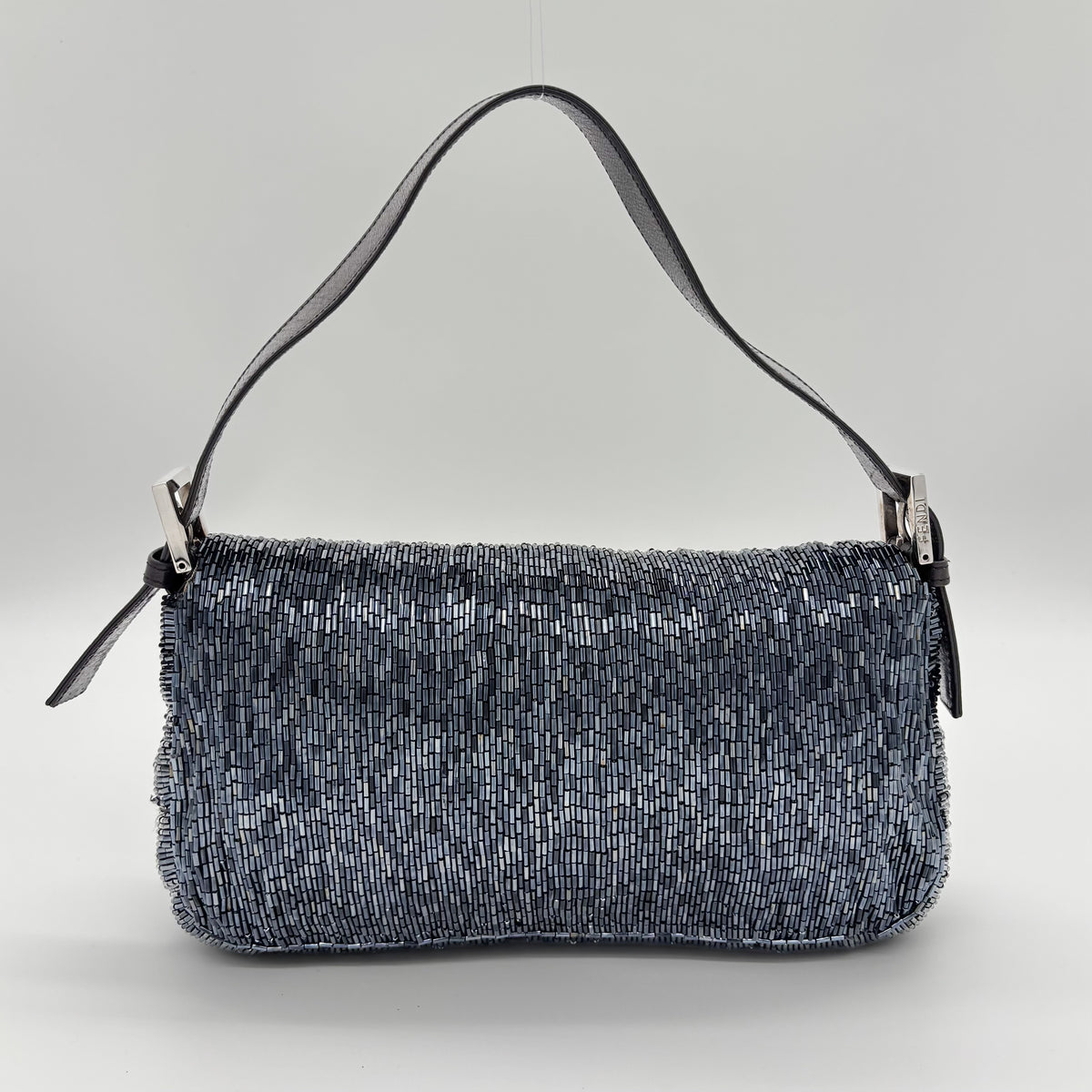 Fendi Waterfall Midnight Blue Bugle Beaded Baguette, Early 2000s
