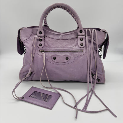 Balenciaga The City in Wisteria Lilac, Gunmetal Hardware