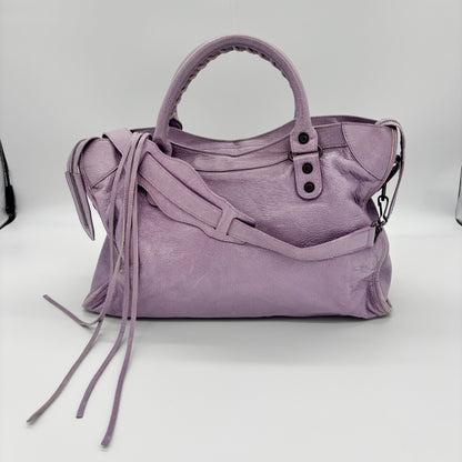 Balenciaga The City in Wisteria Lilac, Gunmetal Hardware