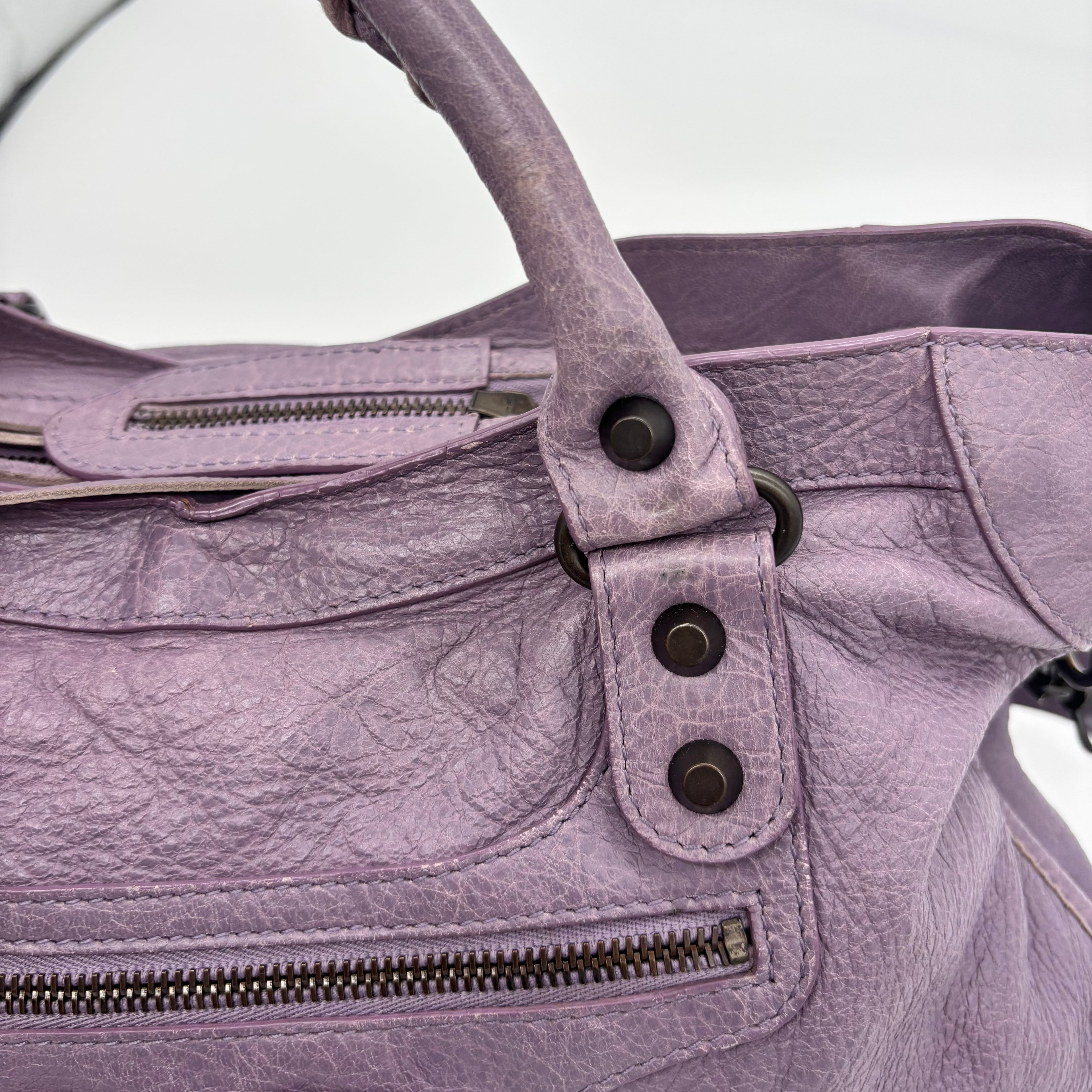 Balenciaga The City in Wisteria Lilac, Gunmetal Hardware