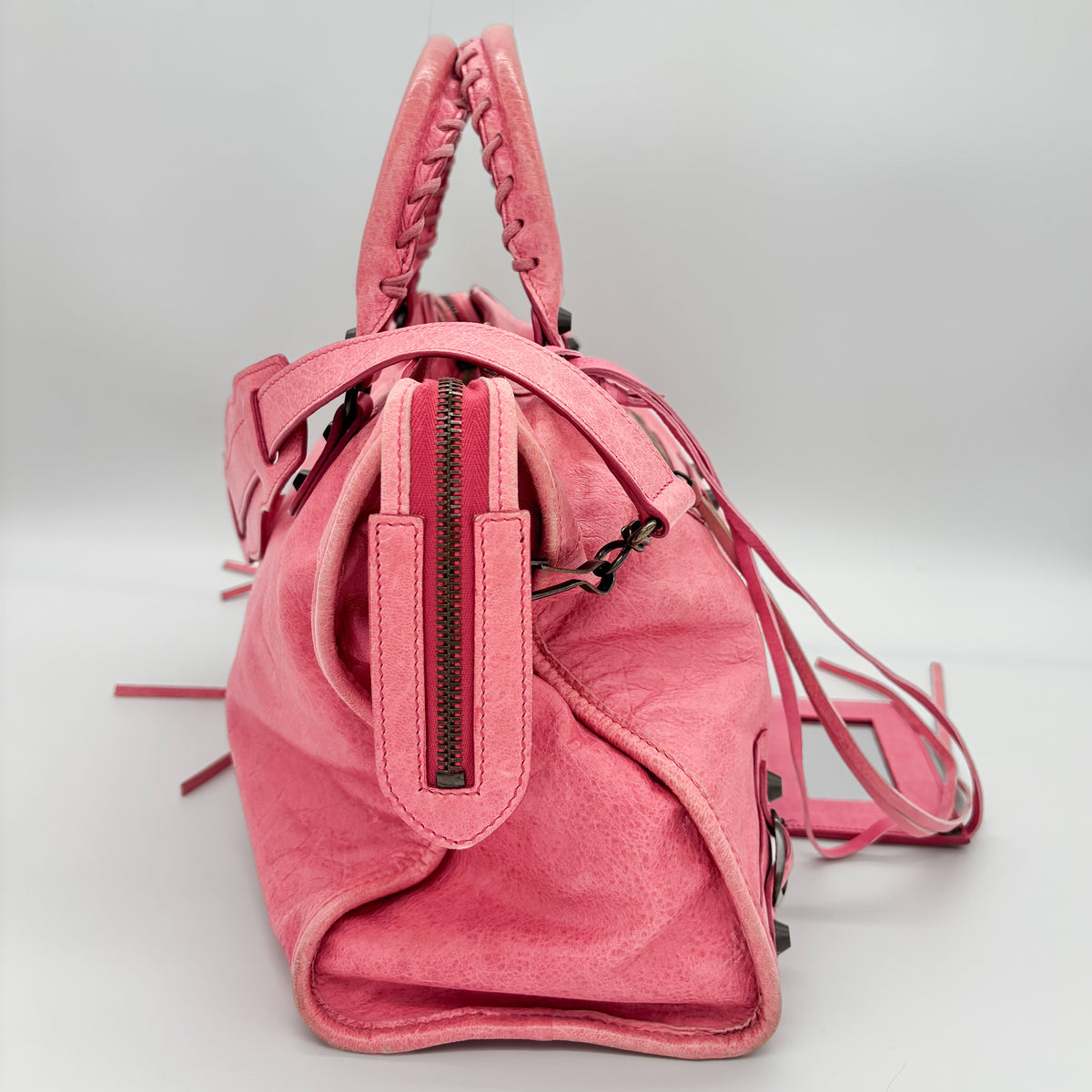 Balenciaga The City in Hot Pink, Gunmetal Hardware