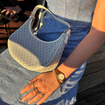 Celine Ava Bag in Sky Blue Macadam Canvas