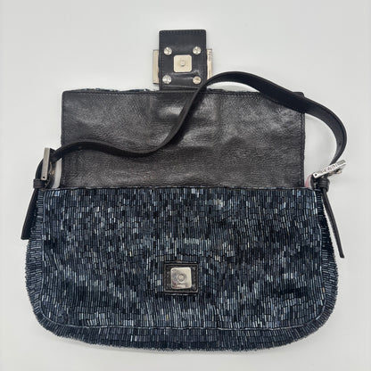 Fendi Waterfall Midnight Blue Bugle Beaded Baguette, Early 2000s