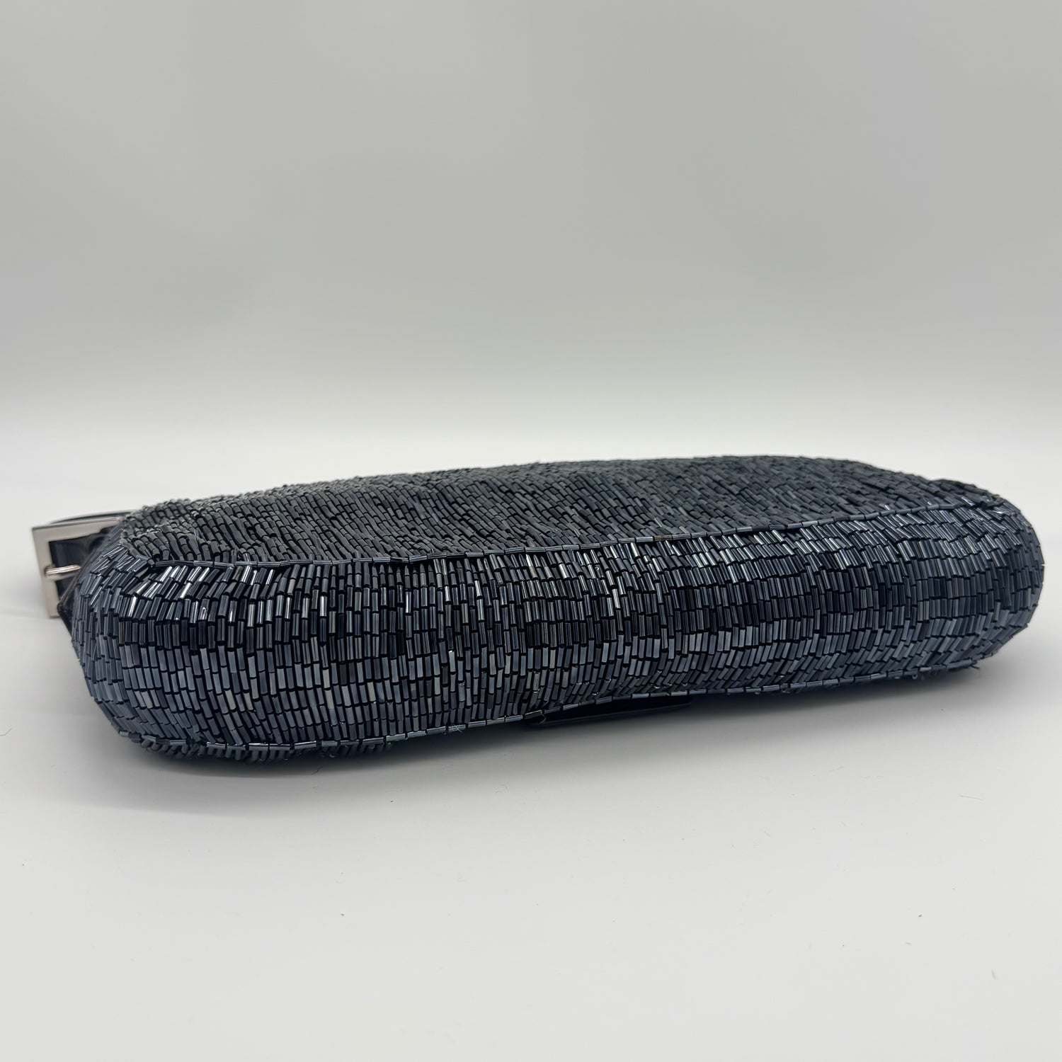 Fendi Waterfall Midnight Blue Bugle Beaded Baguette, Early 2000s