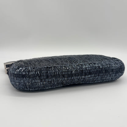 Fendi Waterfall Midnight Blue Bugle Beaded Baguette, Early 2000s