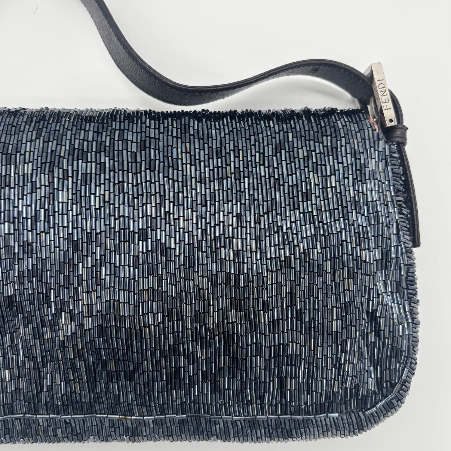 Fendi Waterfall Midnight Blue Bugle Beaded Baguette, Early 2000s