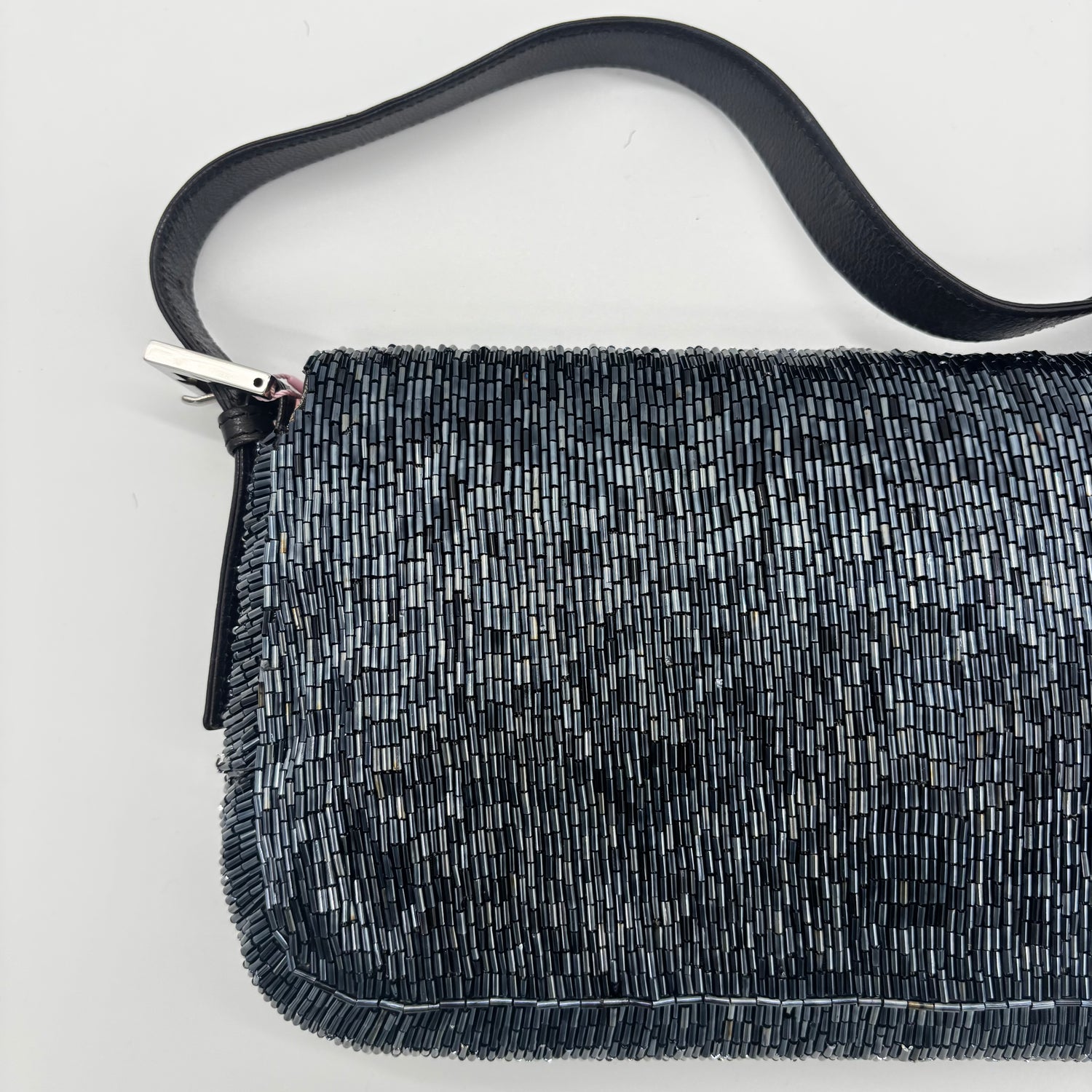 Fendi Waterfall Midnight Blue Bugle Beaded Baguette, Early 2000s