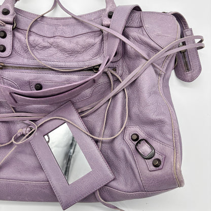 Balenciaga The City in Wisteria Lilac, Gunmetal Hardware