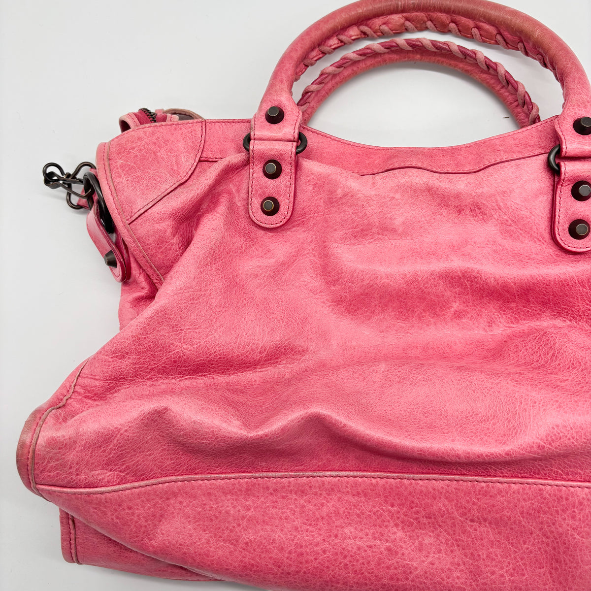Balenciaga The City in Hot Pink, Gunmetal Hardware