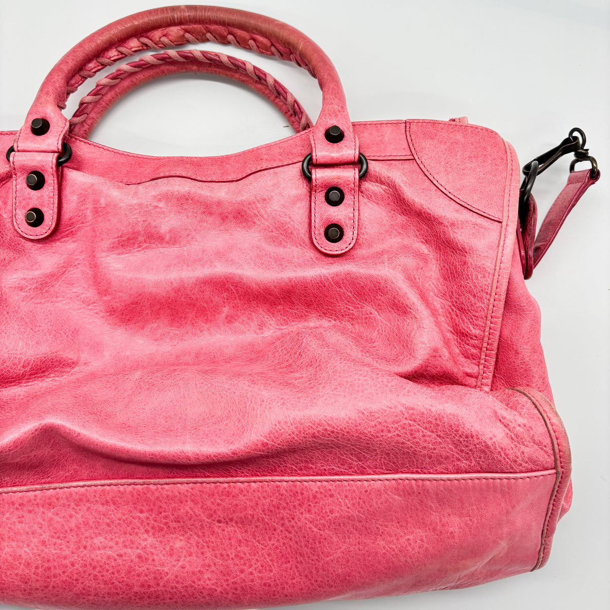Balenciaga The City in Hot Pink, Gunmetal Hardware