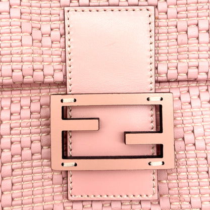 Fendi Woven Leather Baguette in Blush Pink