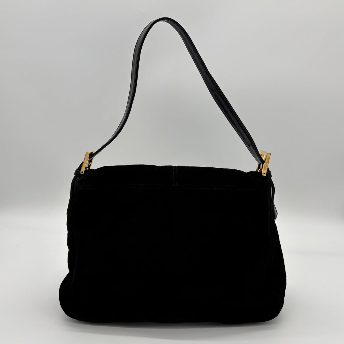 Fendi Mamma Baguette in Black Suede — Ruby Red FF Buckle, Early 2000s