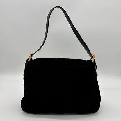 Fendi Mamma Baguette in Black Suede — Ruby Red FF Buckle, Early 2000s