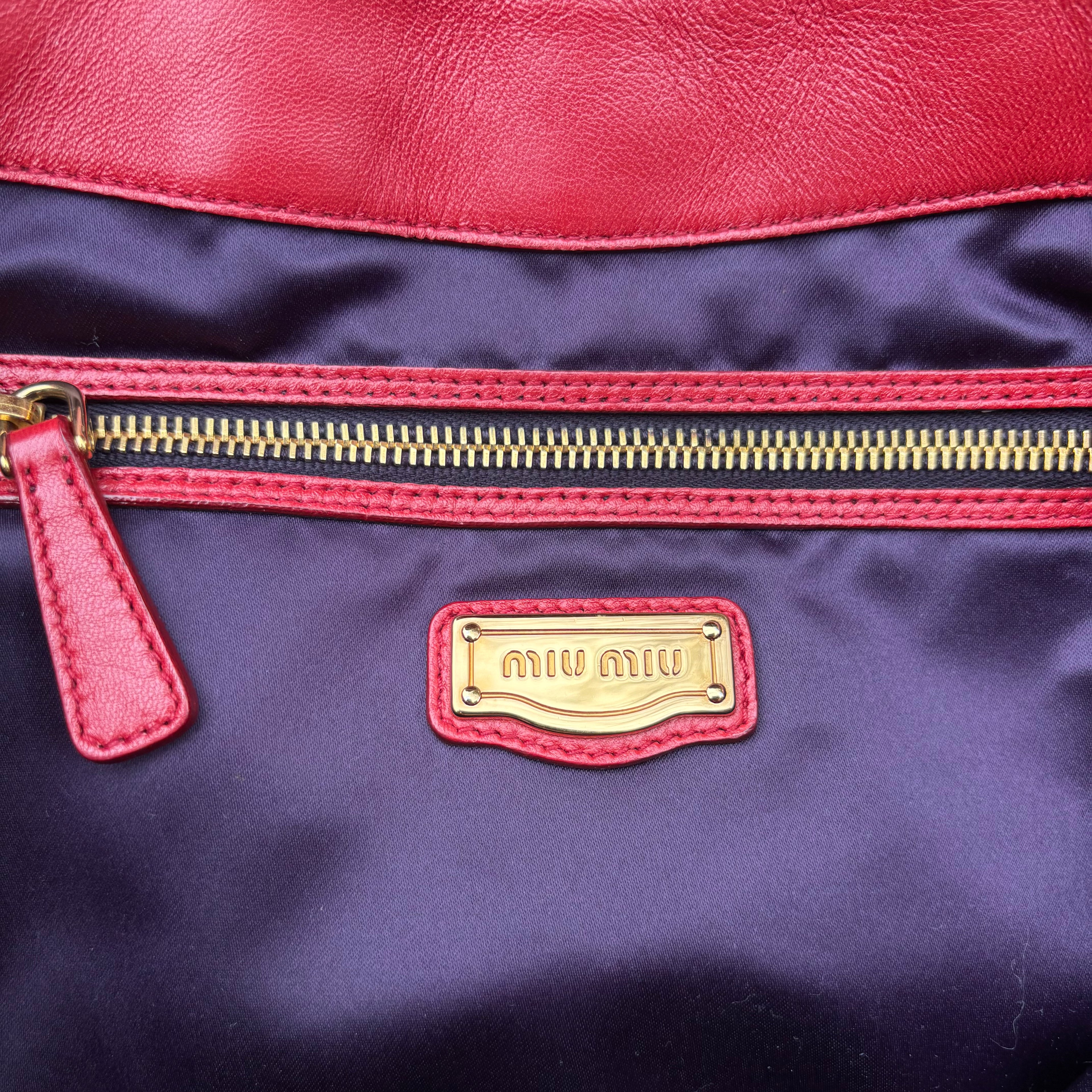 Red Hand Bag Leather 2way