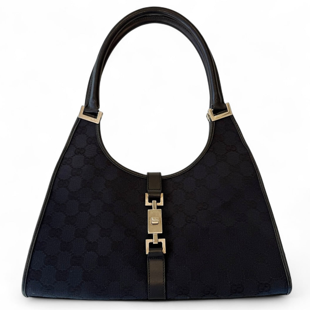 Jackie GG Canvas Hand Bag Black