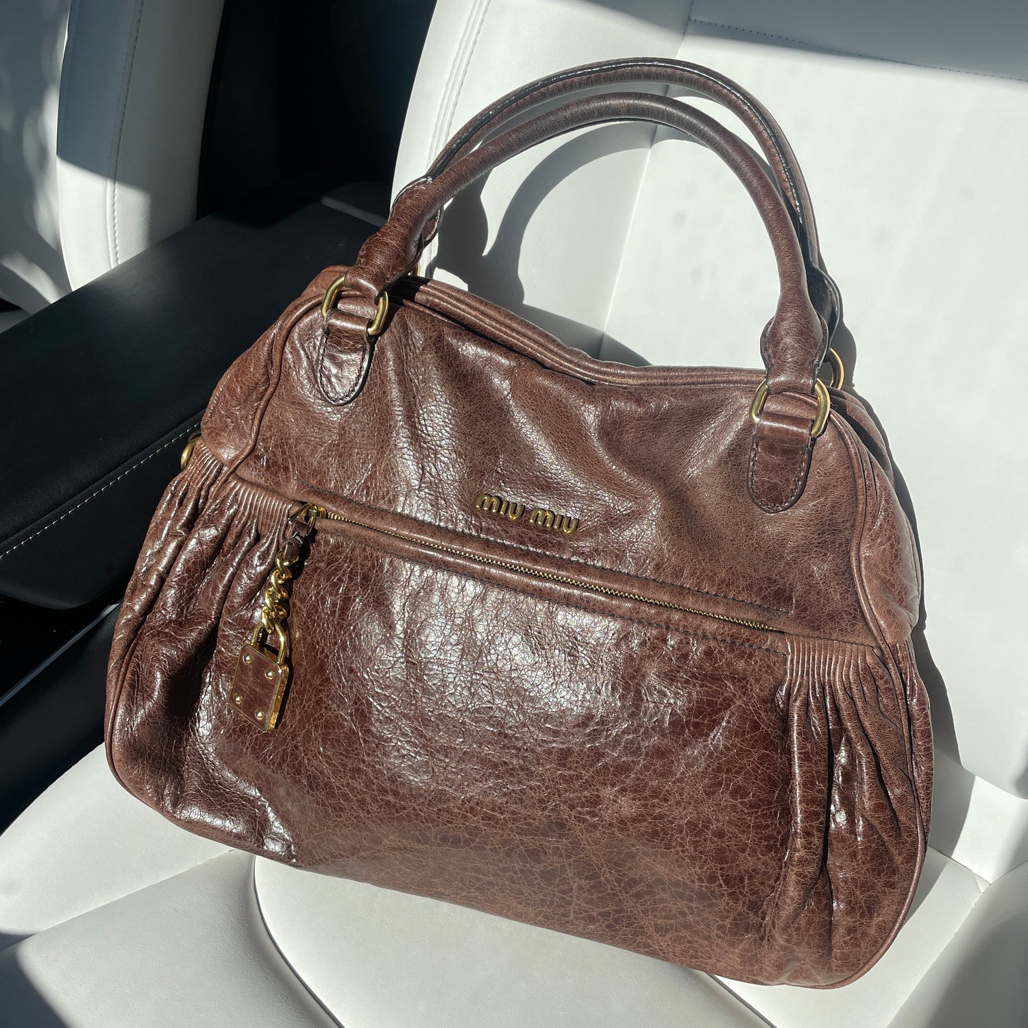 Early 2000s Leather 2-Way Handbag — Chocolate Brown, Gold Hardware, Top Handle &amp; Shoulder Strap