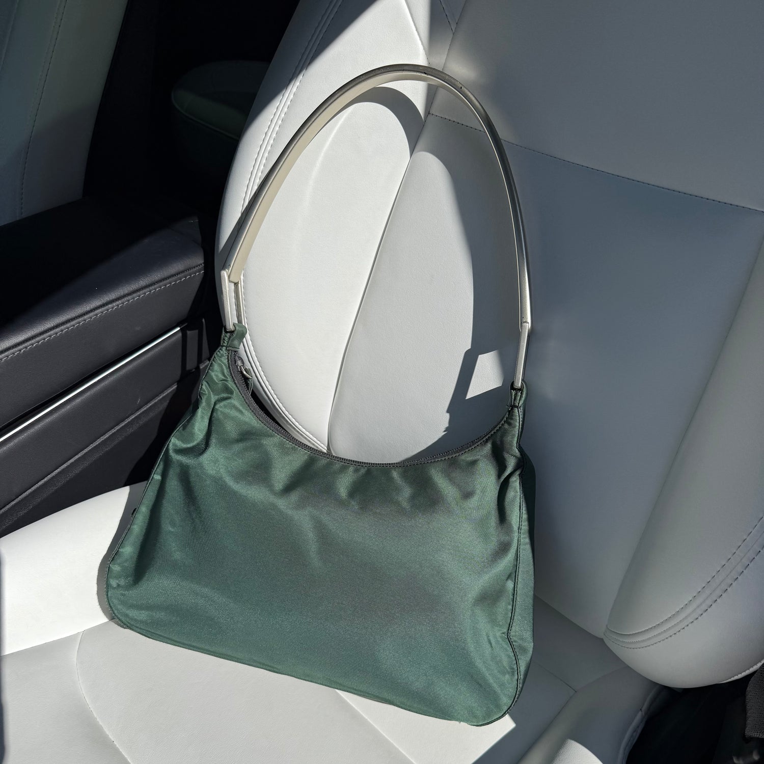 Nylon Green Shoulder Bag