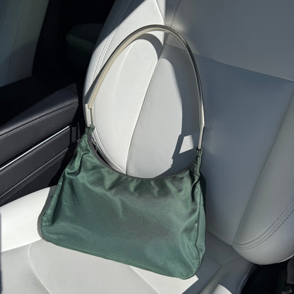 Nylon Green Shoulder Bag