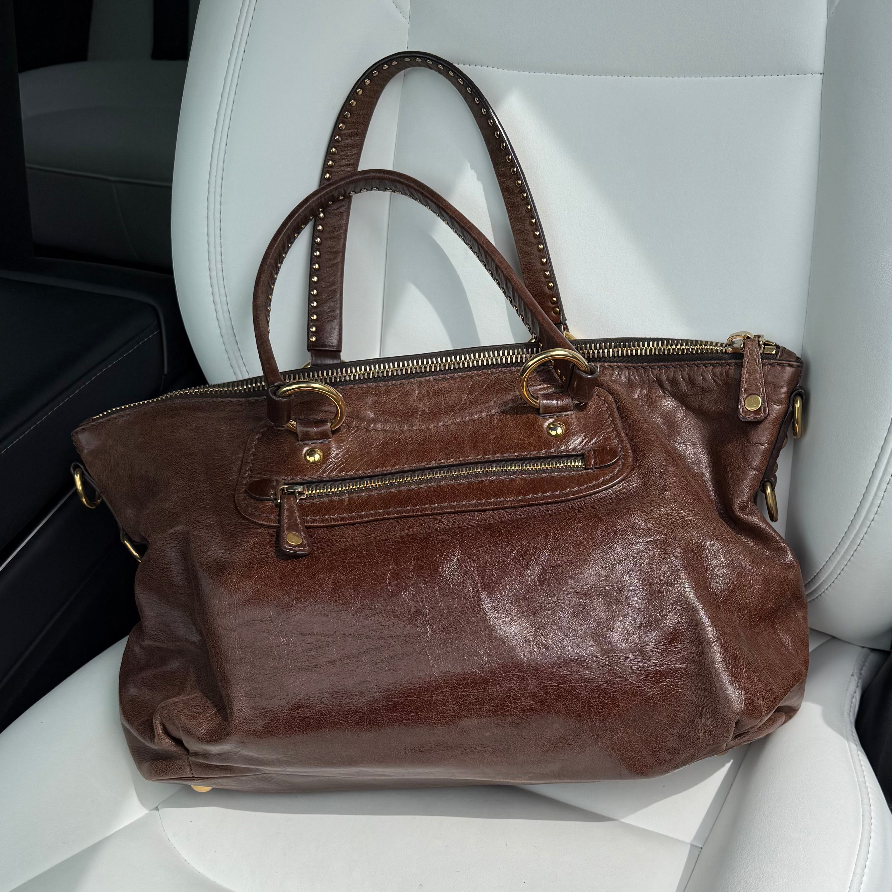 Studs Chocolate Brown Hand Bag