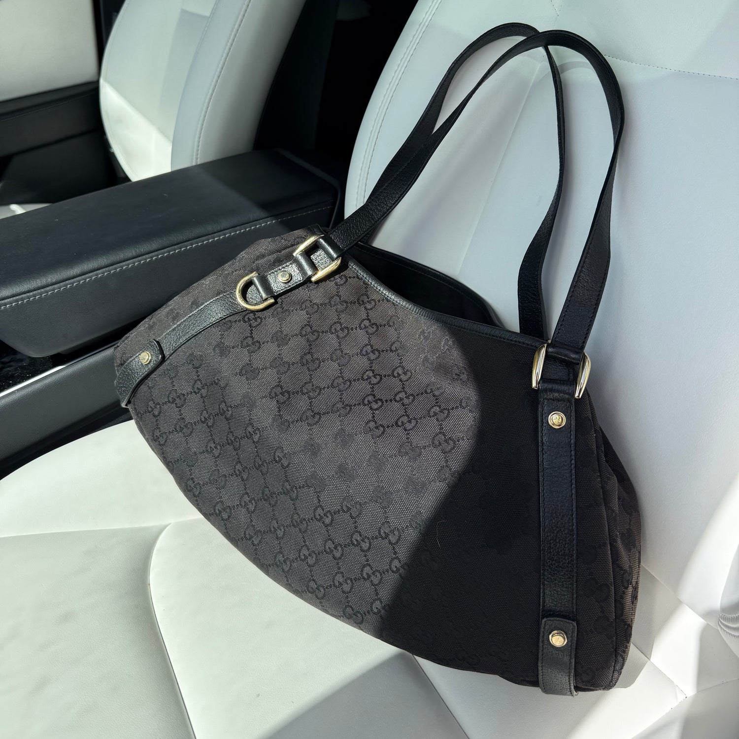 GG Abbey Tote — Black Monogram Canvas, Made in Italy