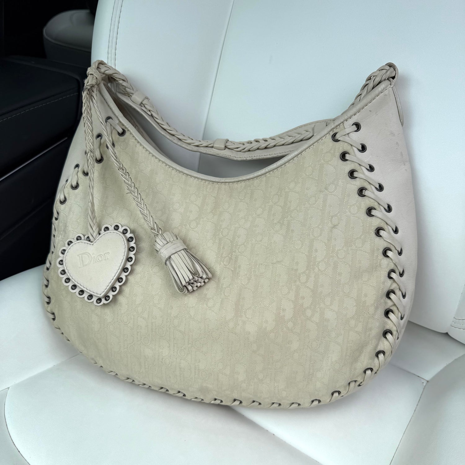Early 2000s Oblique Heart Charm Hobo — John Galliano Era