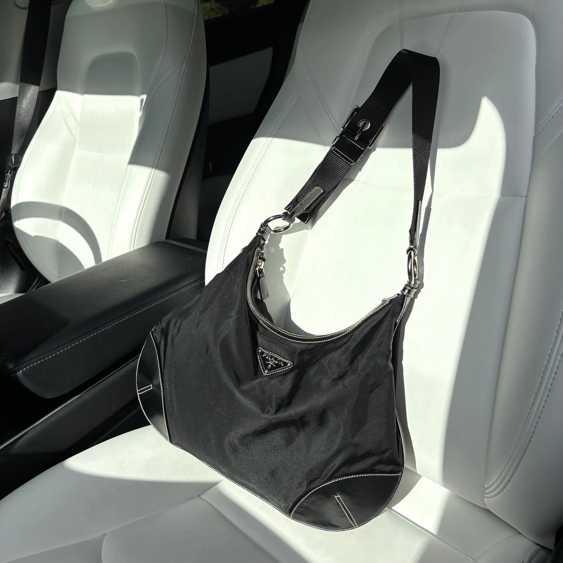 Shoulder Bag Nylon Leather