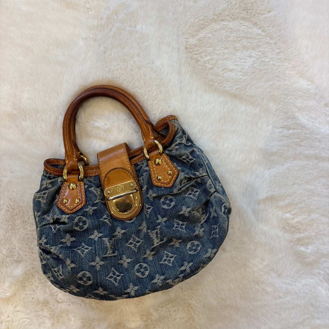 Denim Monogram Pleaty Handbag