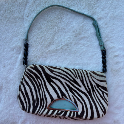 Malice Pearl Zebra Print Pony Hair Shoulder Bag