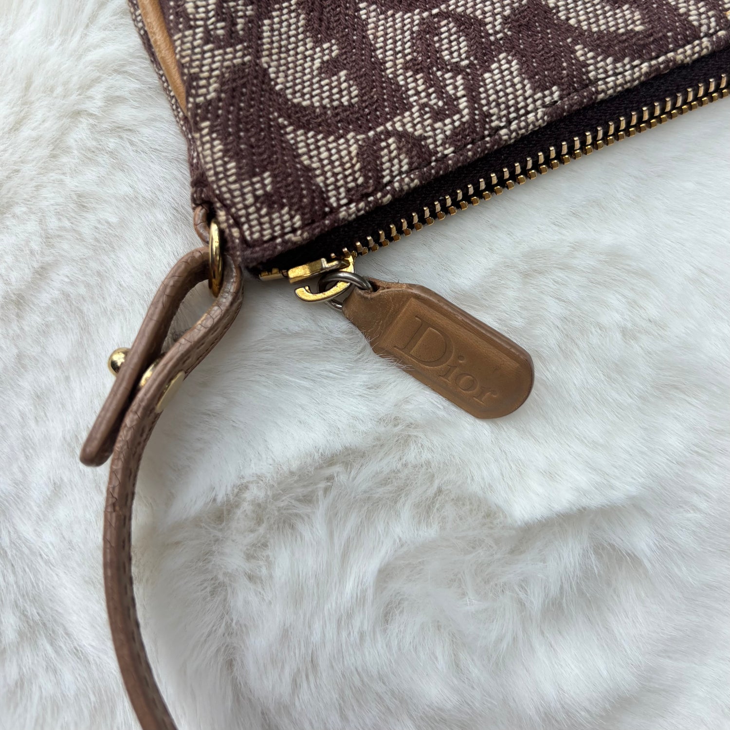 2000s Christian Dior Trotter Canvas Saddle Bag — Brown, Gold Hardware