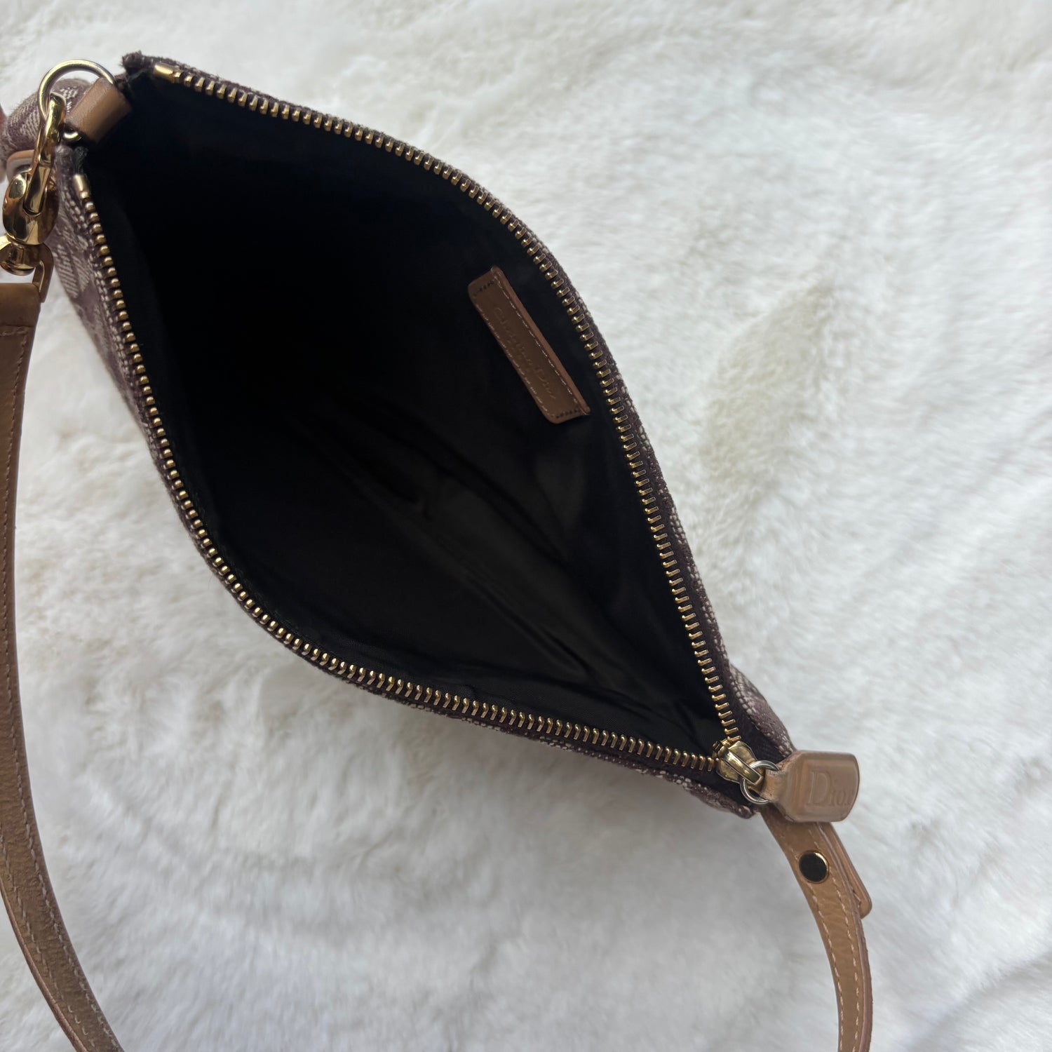 2000s Christian Dior Trotter Canvas Saddle Bag — Brown, Gold Hardware