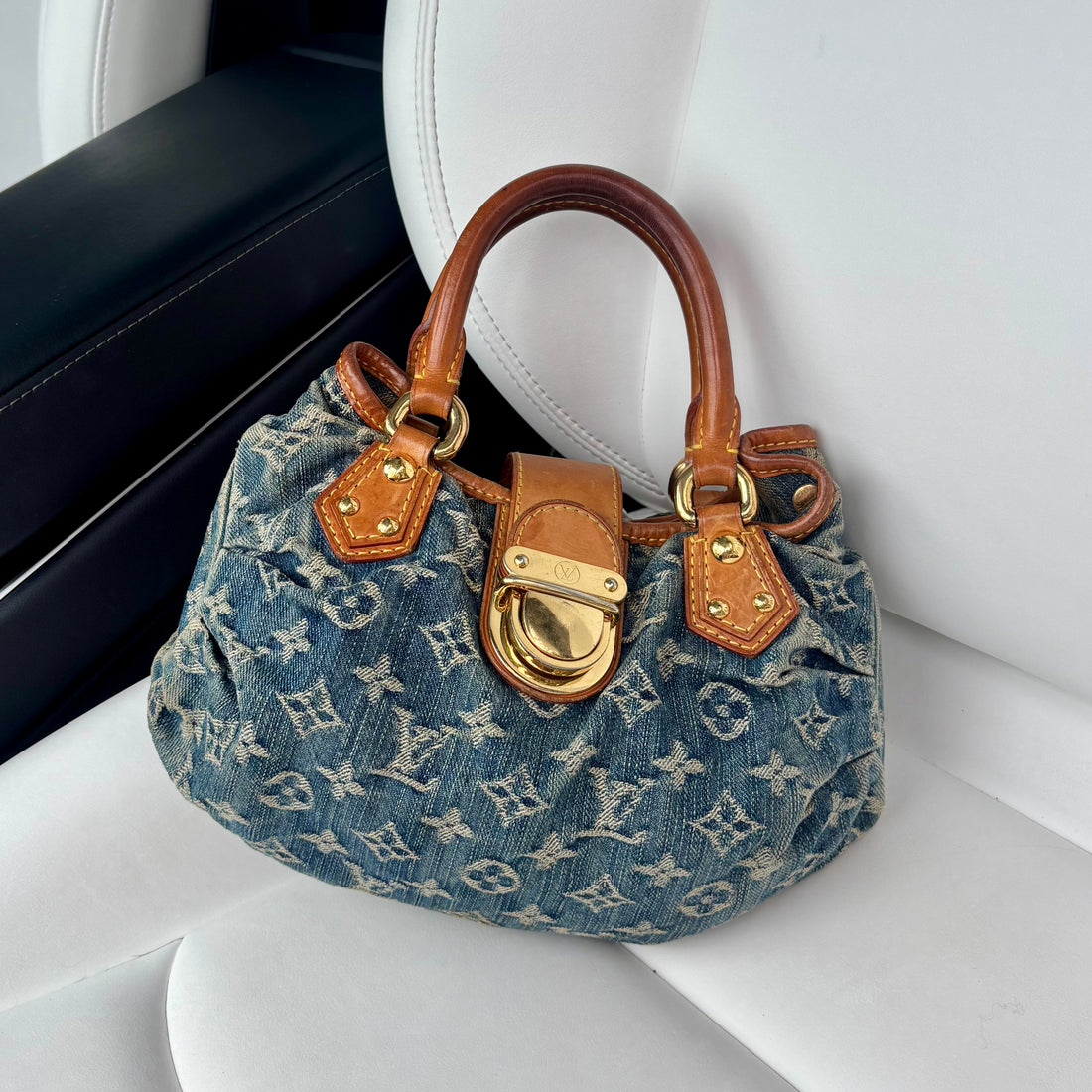 Monogram Denim Pleaty Handbag
