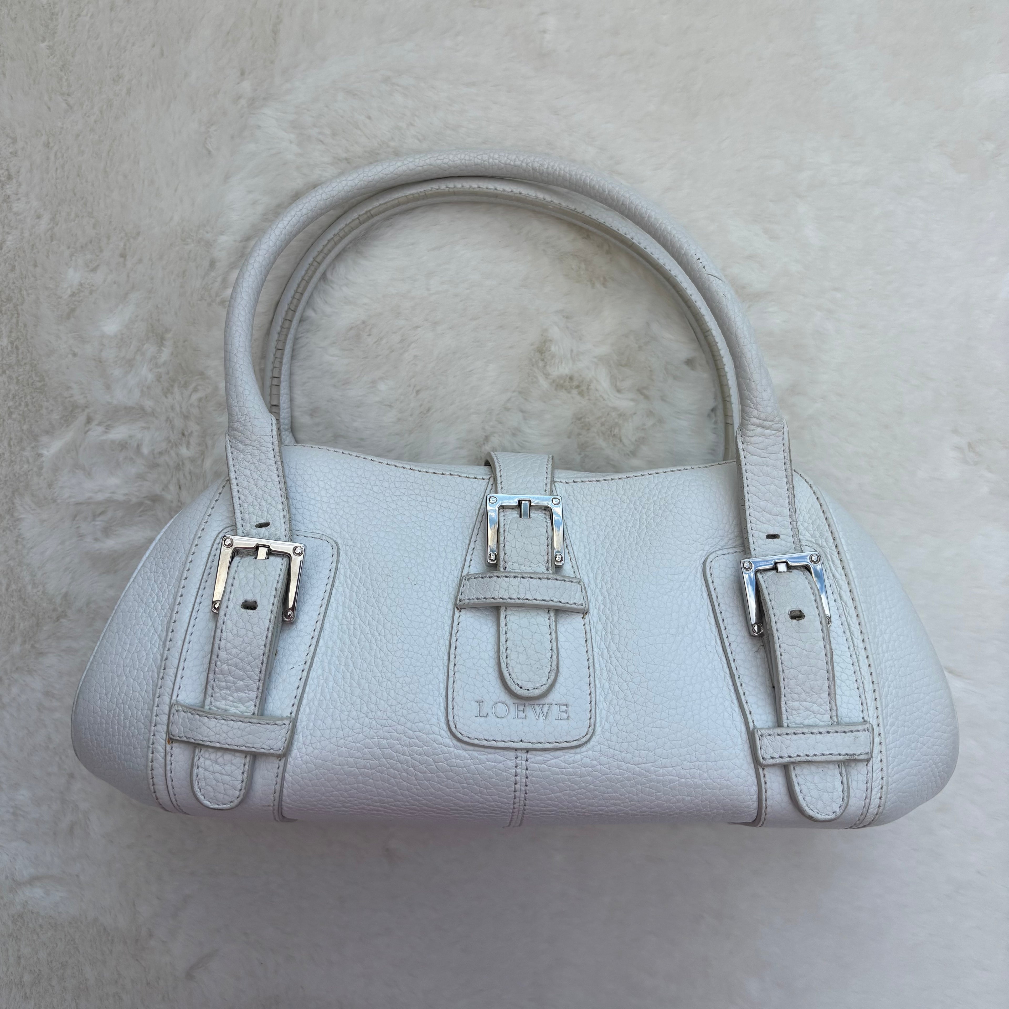 Sender Handbag in White Leather with Silver Hardware