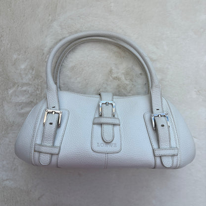 Sender Handbag in White Leather with Silver Hardware
