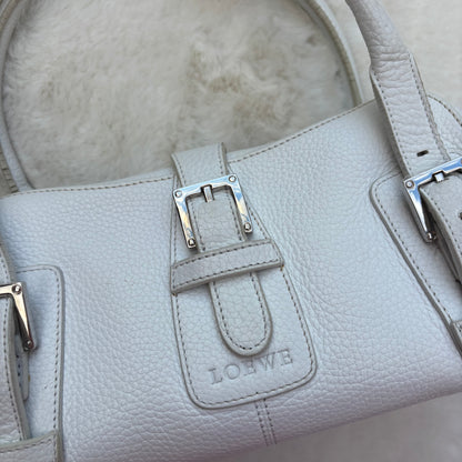 Sender Handbag in White Leather with Silver Hardware