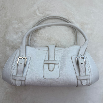 Sender Handbag in White Leather with Silver Hardware