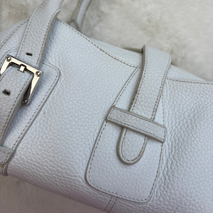 Sender Handbag in White Leather with Silver Hardware