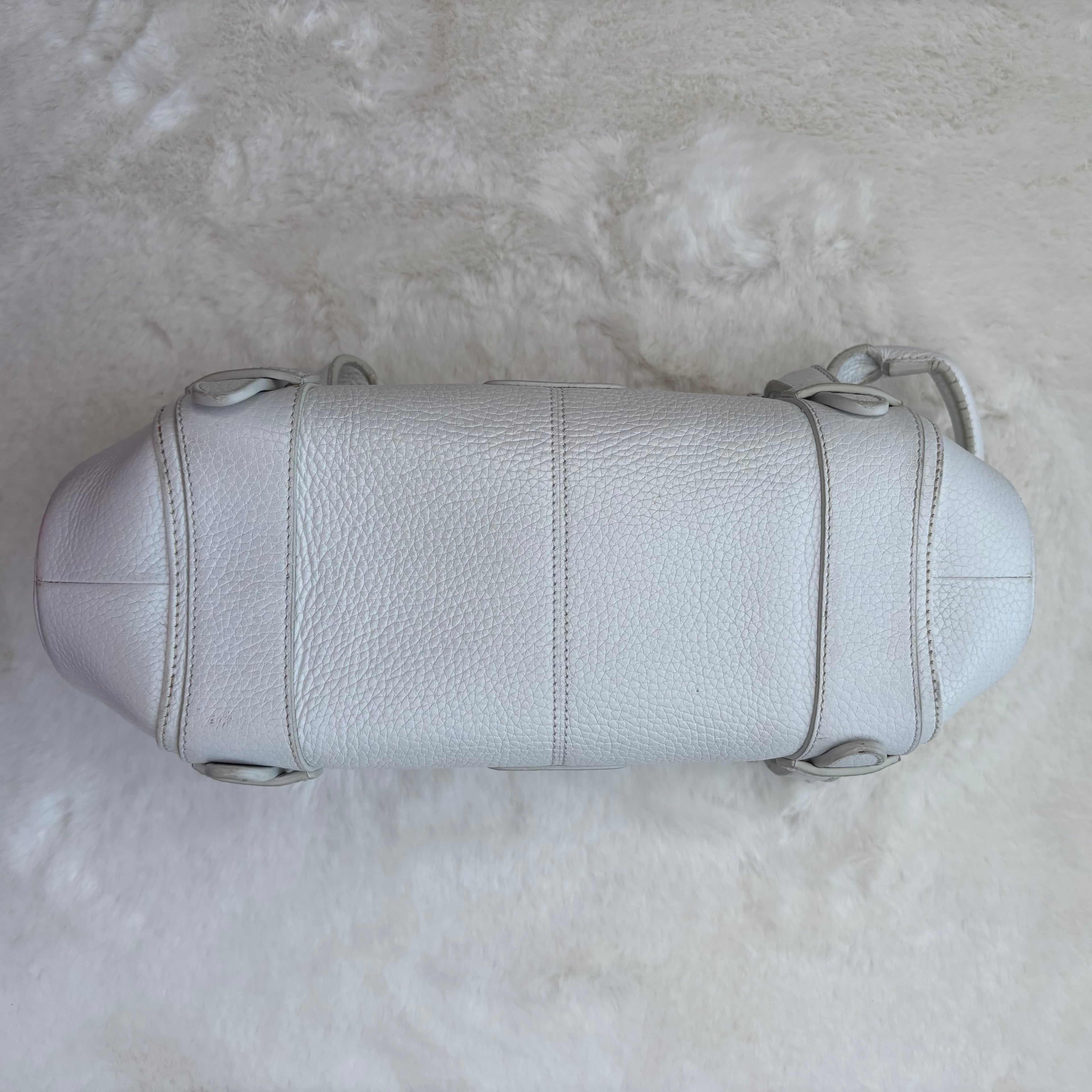 Sender Handbag in White Leather with Silver Hardware