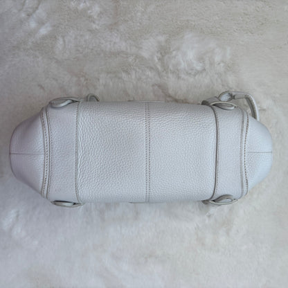 Sender Handbag in White Leather with Silver Hardware