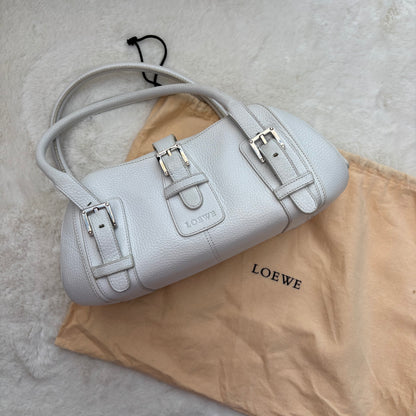 Sender Handbag in White Leather with Silver Hardware