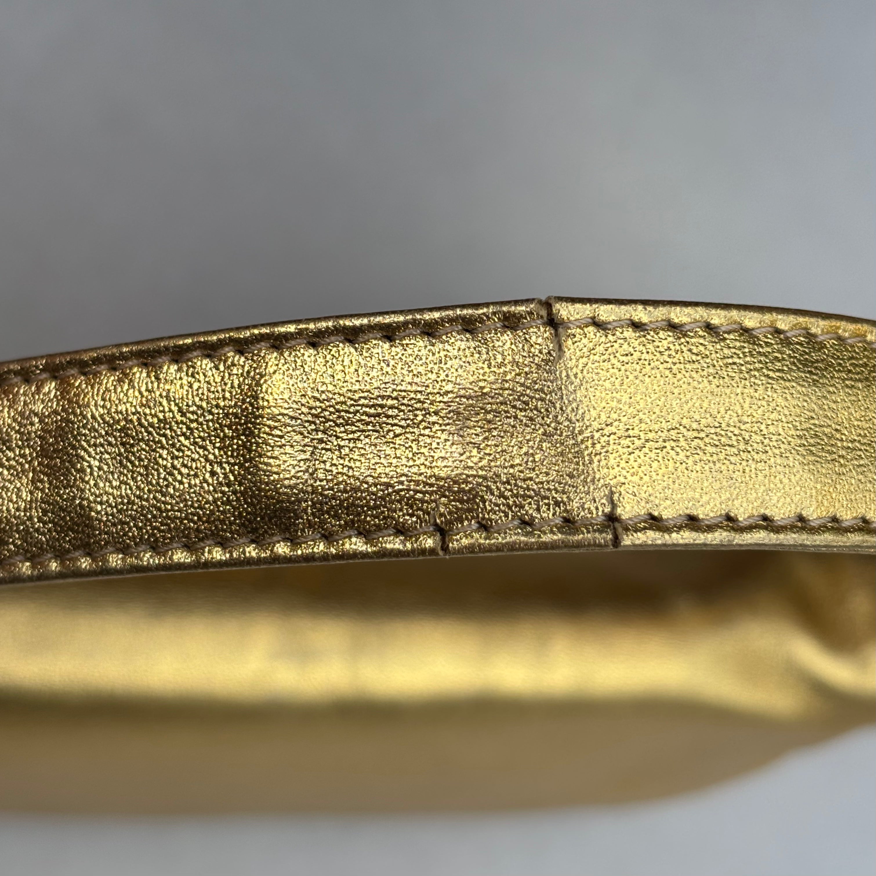 Fendi Gold Lambskin Crystal Baguette